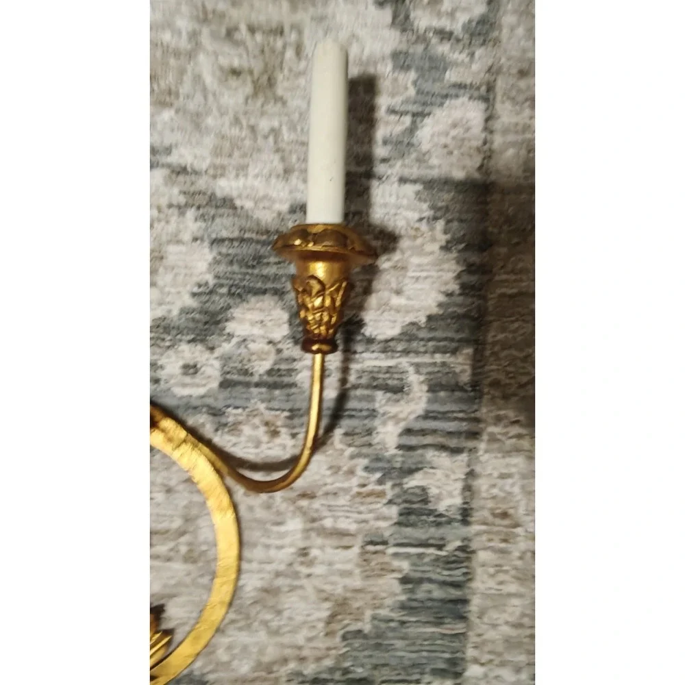 Vintage mid Century‎ Italian Gold Gilt Large Wall Sconces